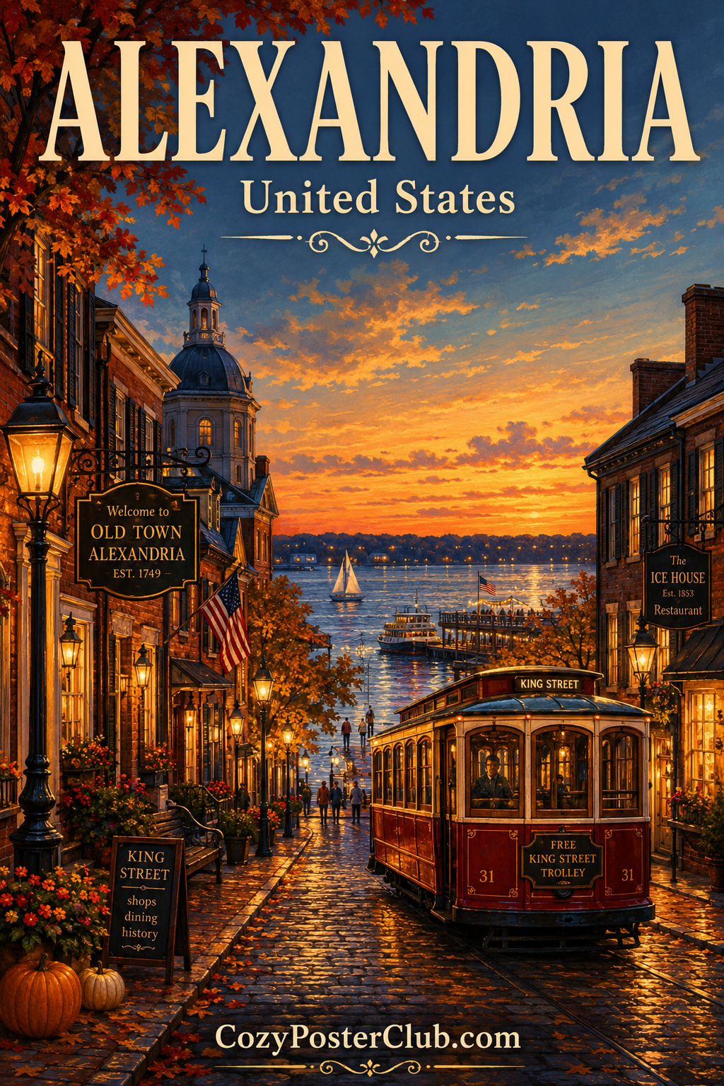 Vintage Alexandria travel poster and city wall art