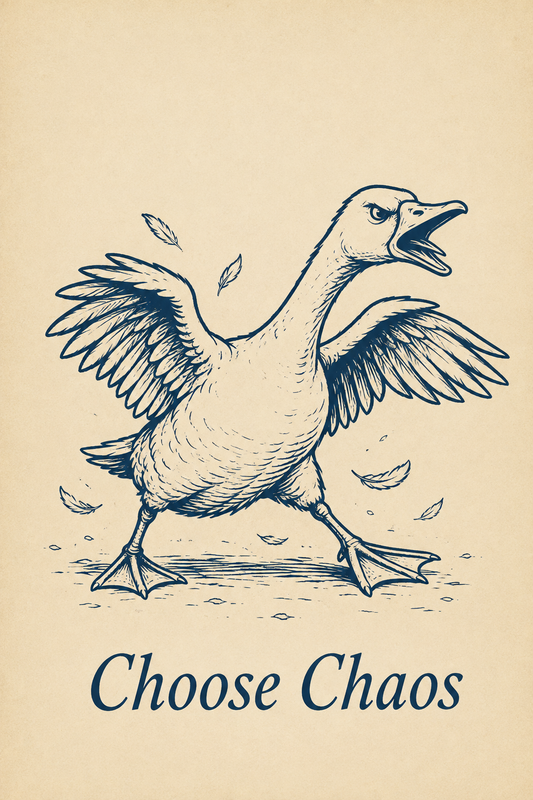 Choose Chaos Goose Poster – Funny Vintage Animal Print