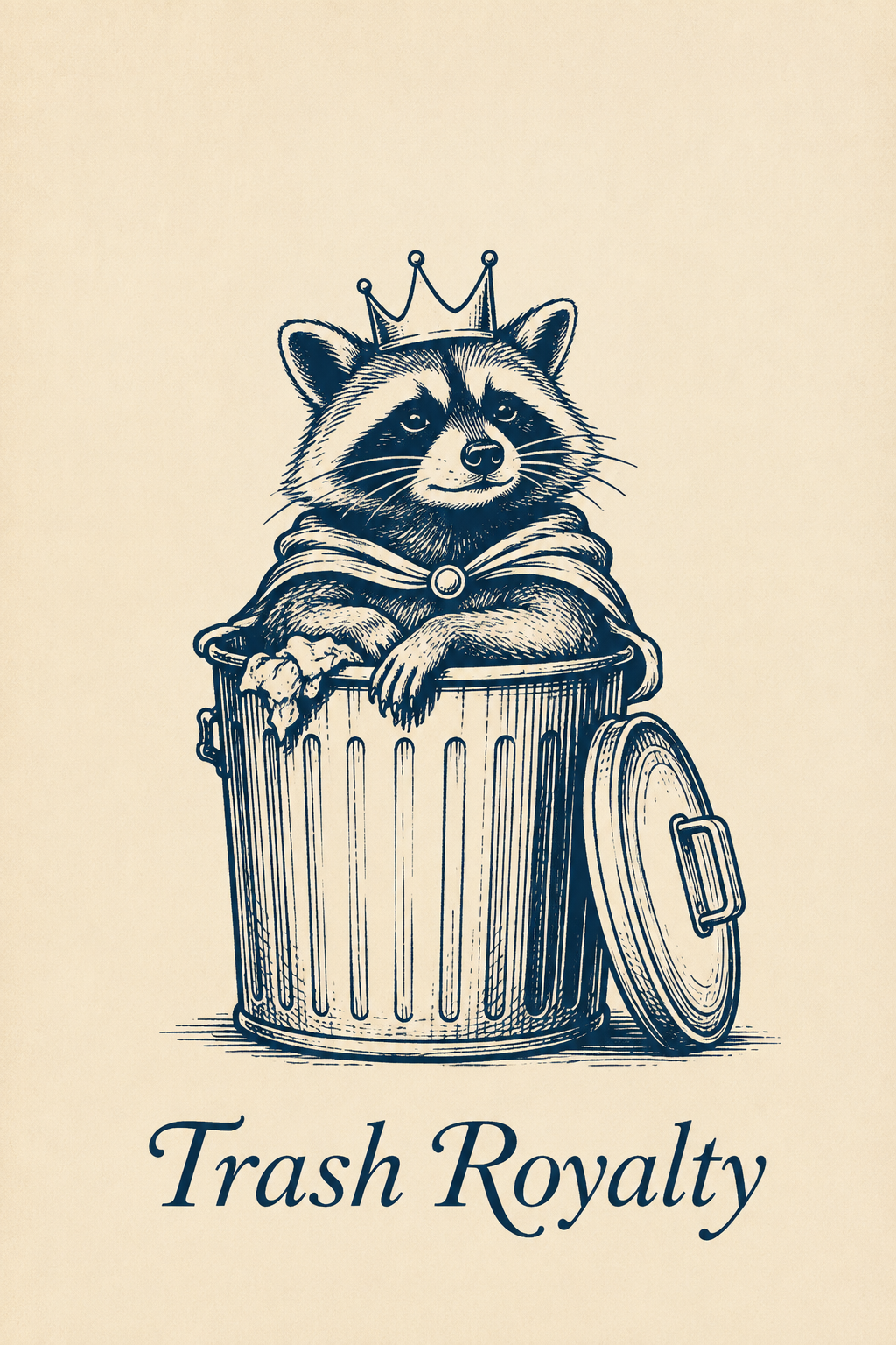 Trash Royalty Raccoon Poster – Funny Vintage Wall Art