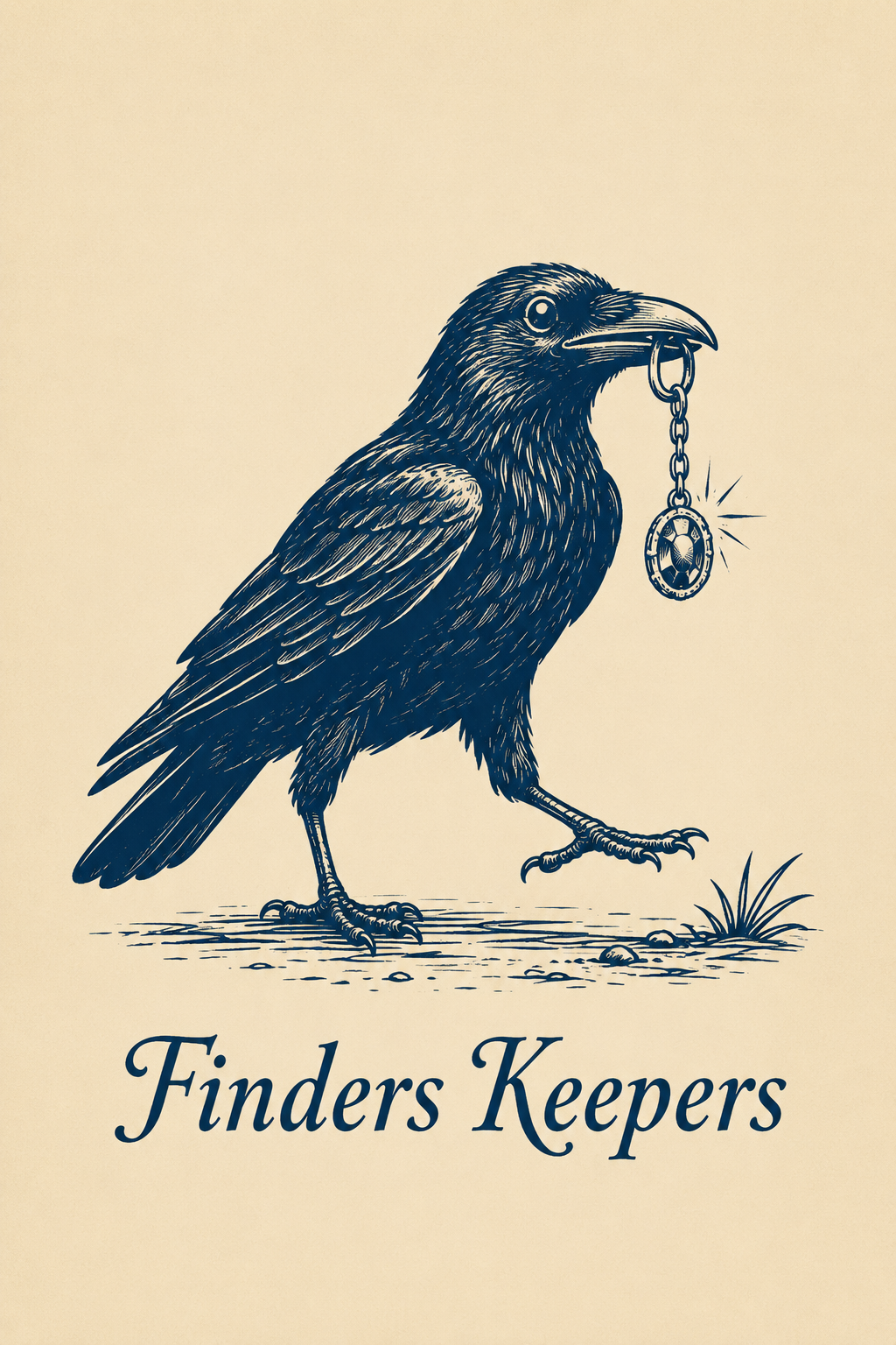 Finders Keepers Crow Poster – Vintage Gothic Animal Art