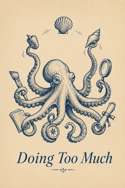Doing Too Much Octopus Poster – Funny Vintage Wall Art