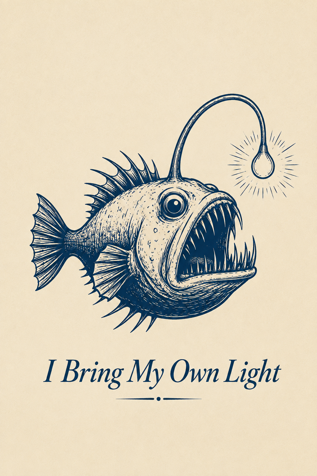 I Bring My Own Light Anglerfish Poster – Funny Ocean Art