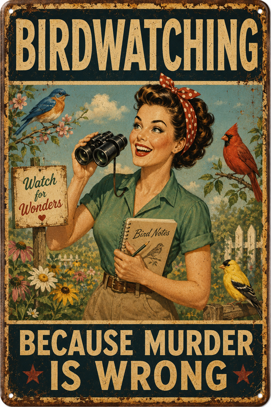 Birdwatching Because Murder Is Wrong — Funny Vintage Bird Lover Poster