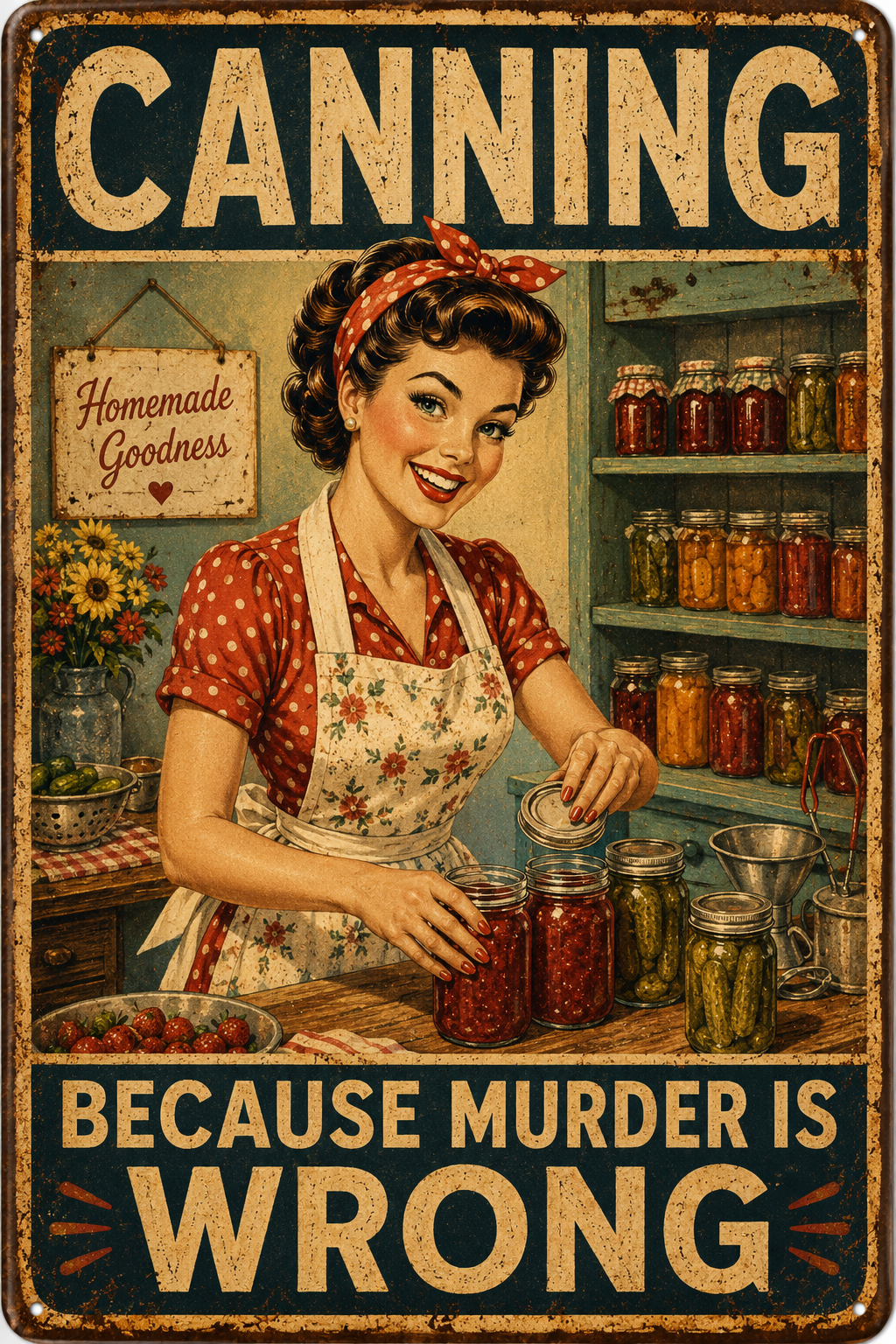 Canning Because Murder Is Wrong — Funny Retro Canning Kitchen Poster