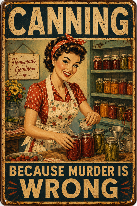 Canning Because Murder Is Wrong — Funny Retro Canning Kitchen Poster