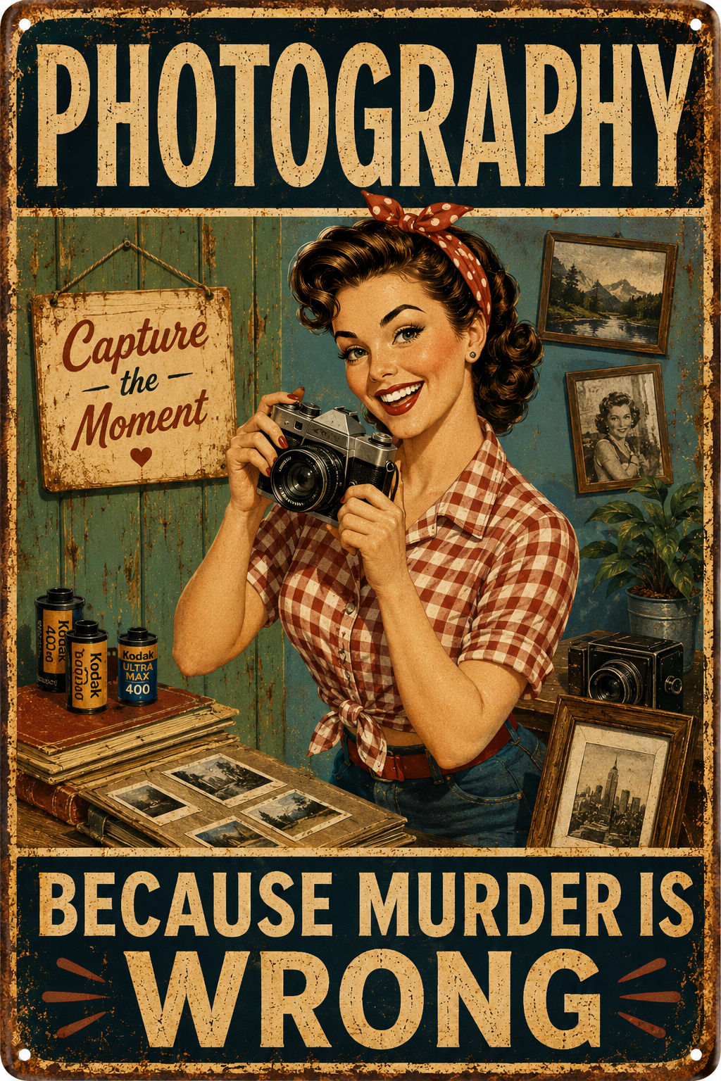Photography Because Murder Is Wrong — Funny Retro Photographer Poster
