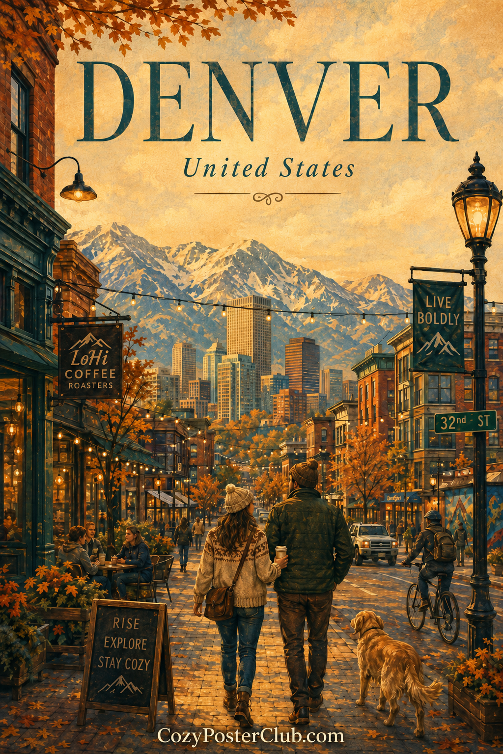 Vintage Denver travel poster and city wall art