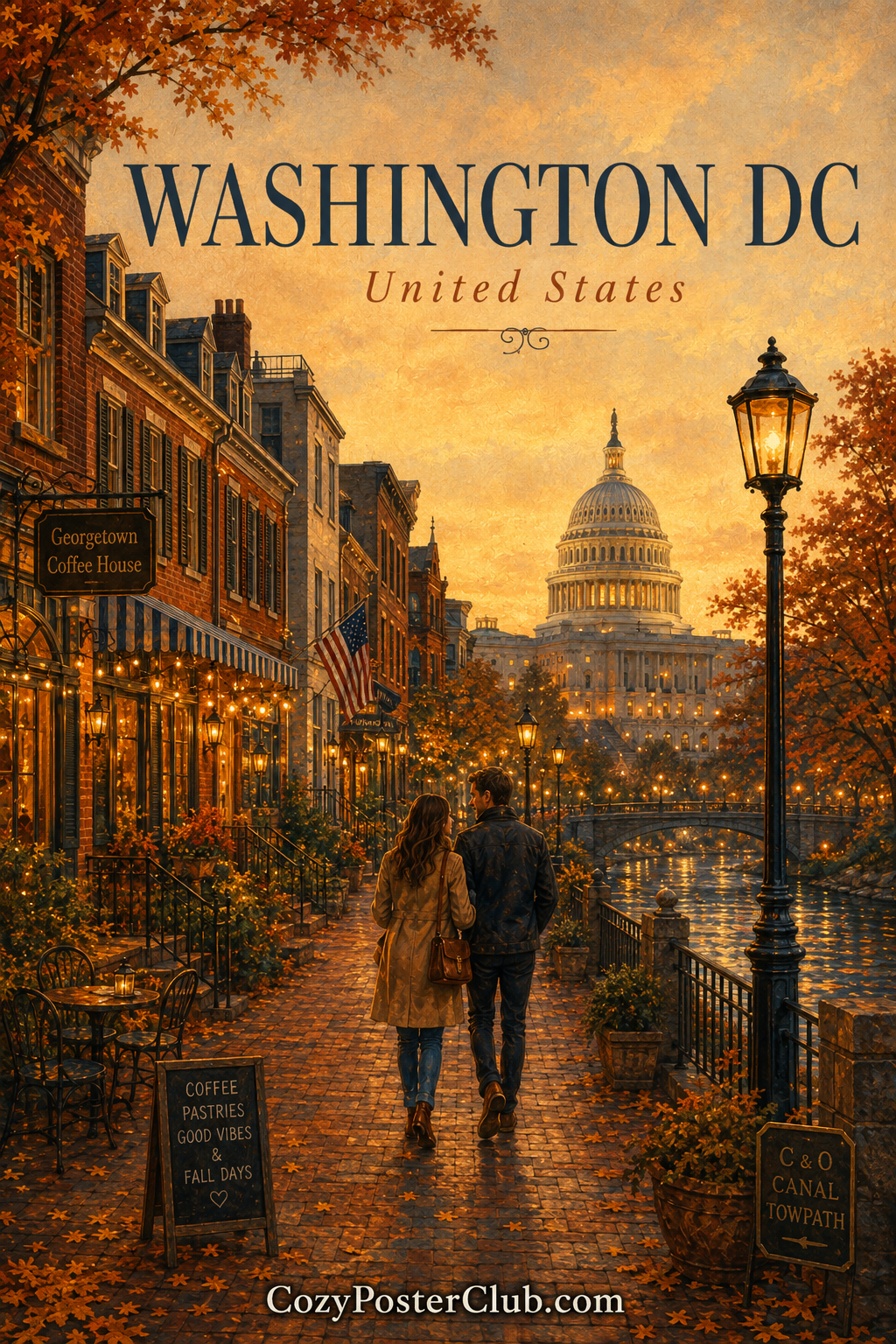 Vintage Washington DC travel poster and city wall art