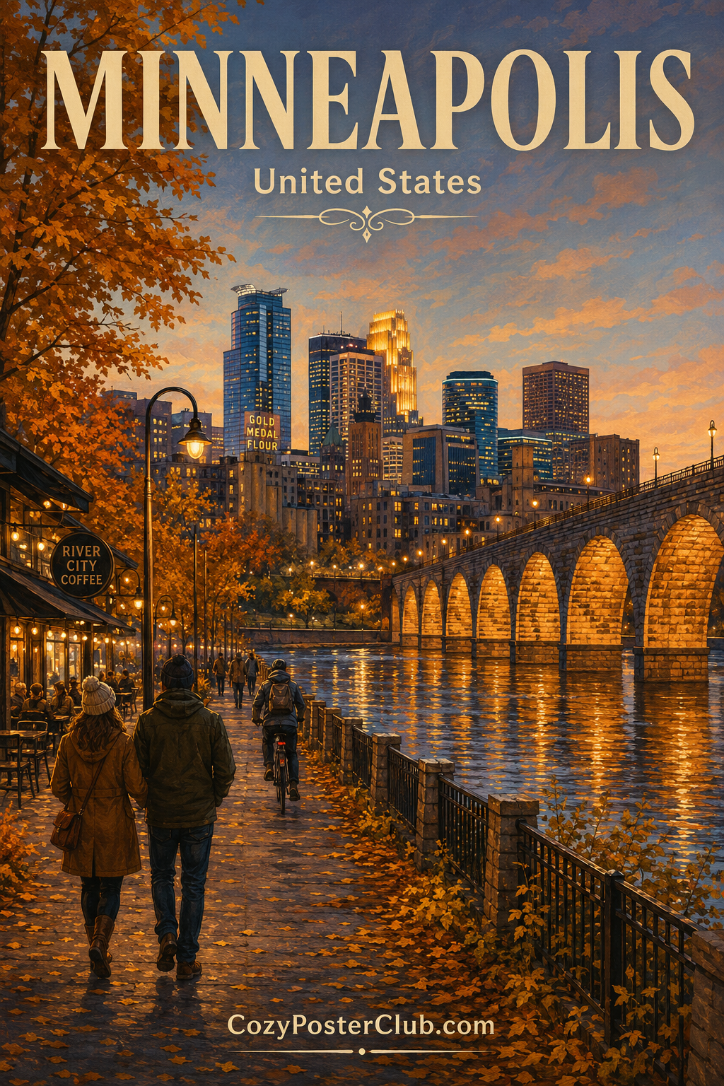 Vintage Minneapolis travel poster and city wall art