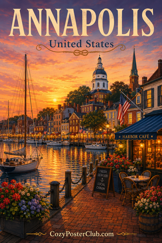 Vintage Annapolis travel poster and city wall art