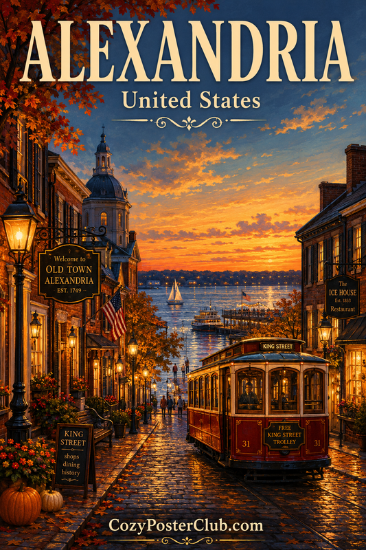 Vintage Alexandria travel poster and city wall art
