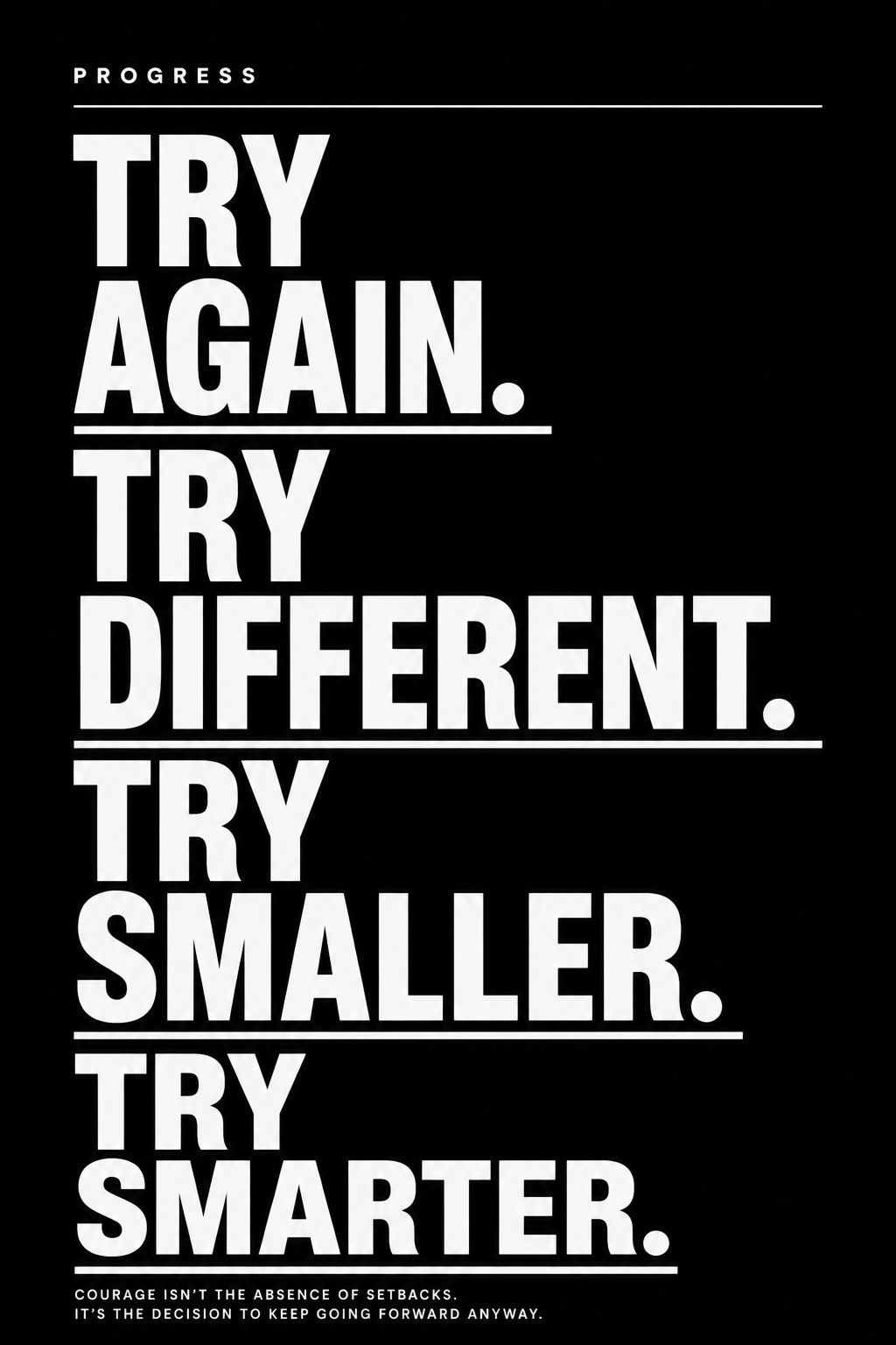 Try Again Try Different Try Smarter bold motivational wall art poster