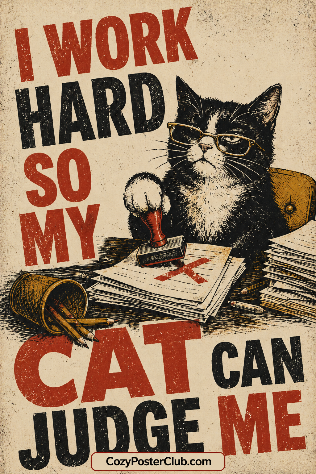 Funny Office Cat Poster – Work From Home Wall Art