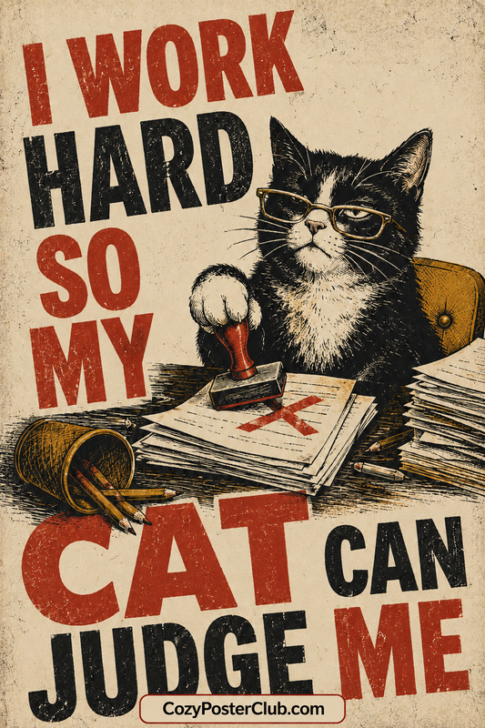 Funny Office Cat Poster – Work From Home Wall Art