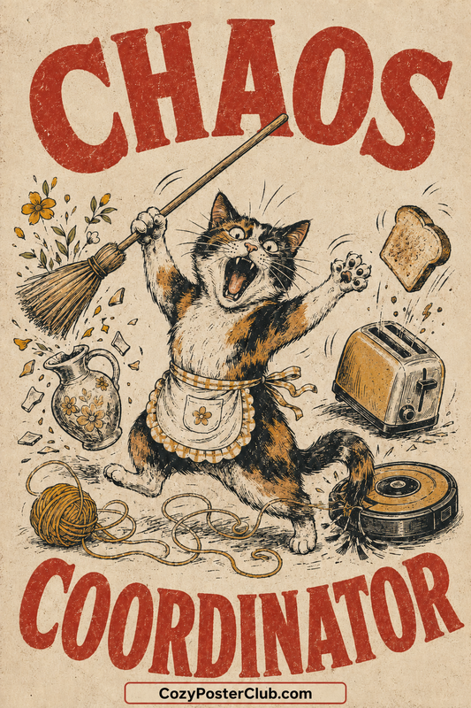 Chaos Coordinator Cat Poster – Funny Vintage Wall Art