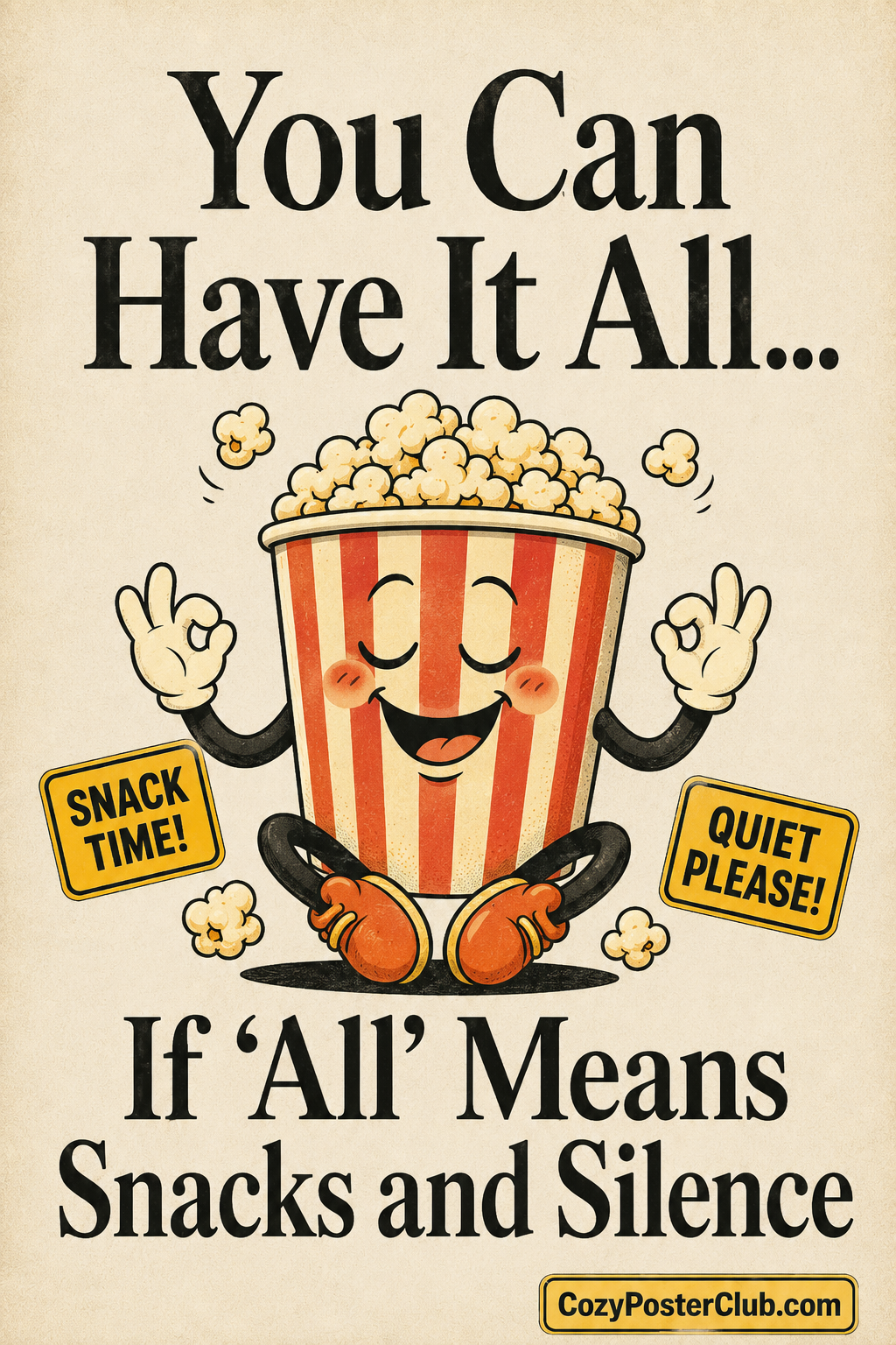 Snacks And Silence Poster – Funny Introvert Wall Art