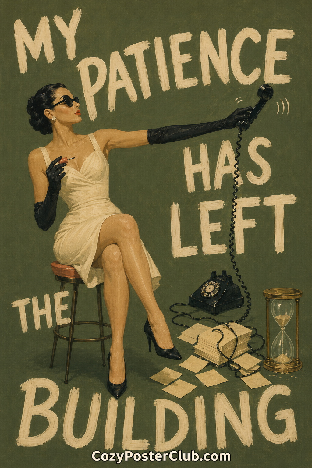 Patience Left The Building Poster – Sassy Vintage Wall Art