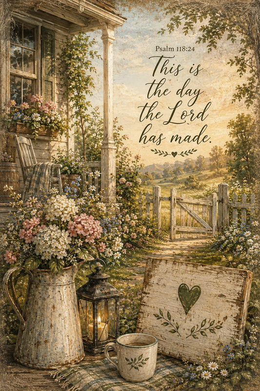 Psalm 118:24 This is the day the Lord has made Christian cottagecore wall art