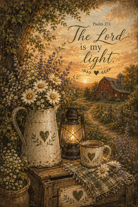 Psalm 27:1 The Lord is my light Christian cottagecore wall art
