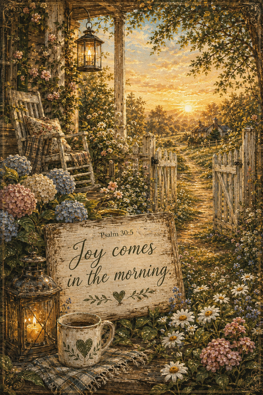 Psalm 30:5 Joy comes in the morning Christian cottagecore wall art