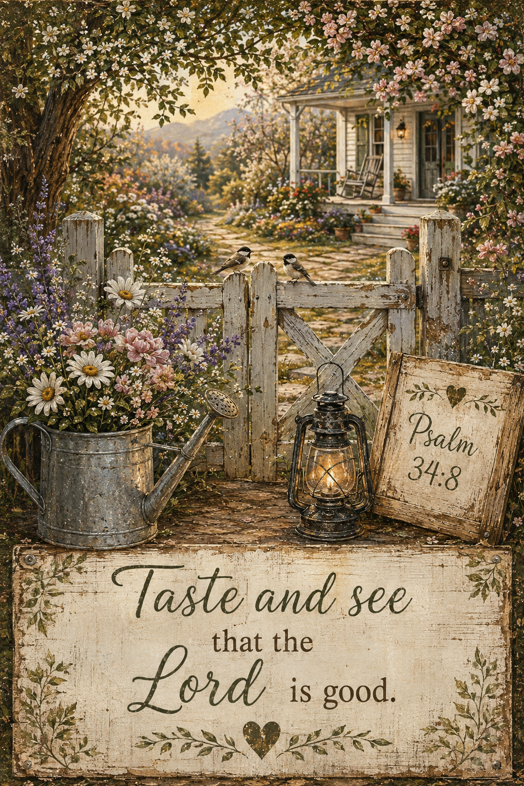 Psalm 34:8 Taste and see that the Lord is good Christian cottagecore wall art