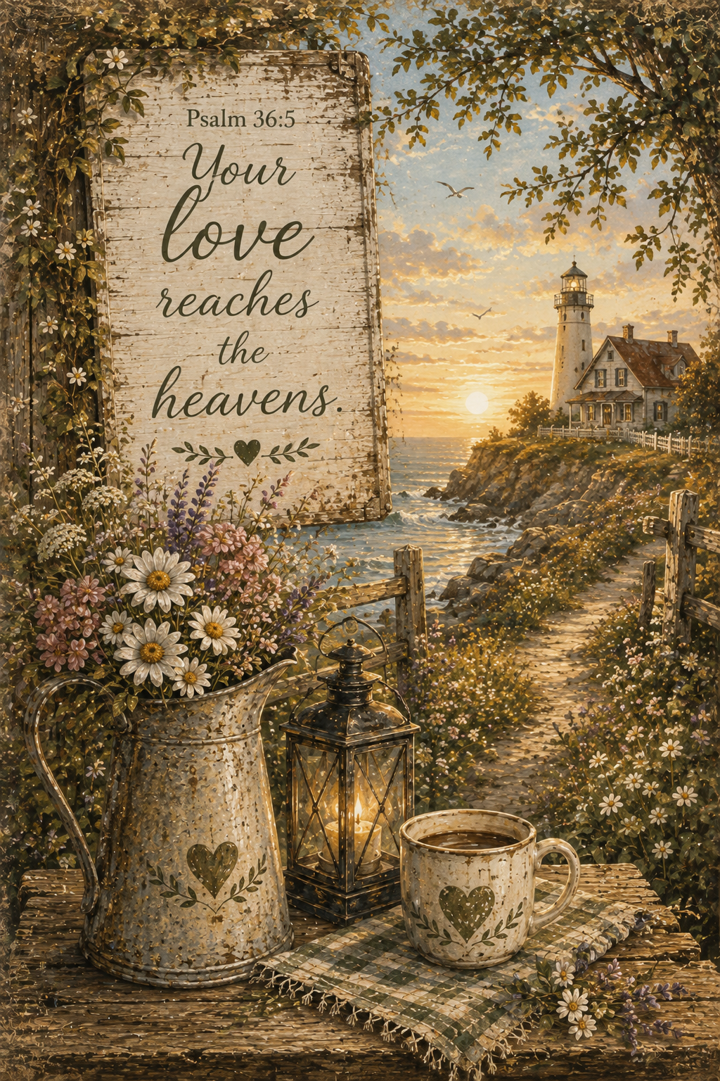 Psalm 36:5 Your love reaches the heavens Christian coastal wall art