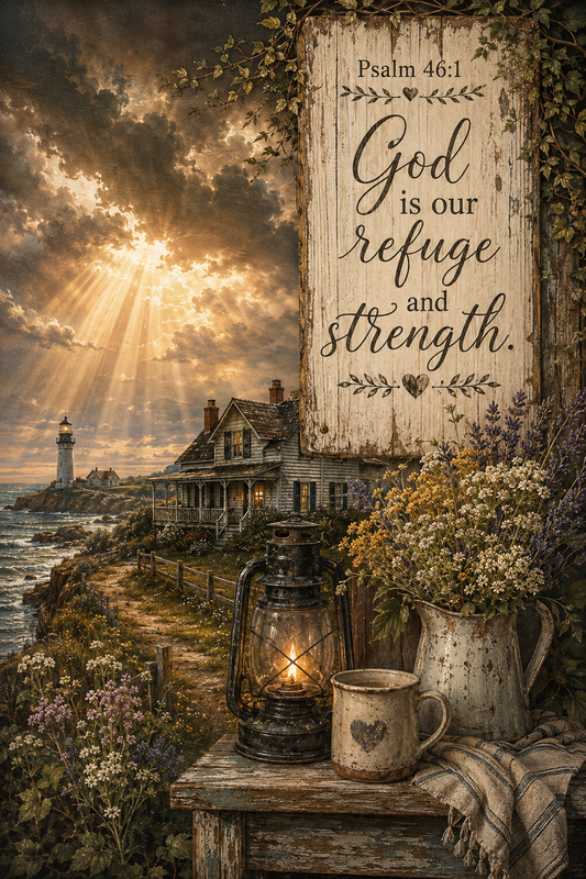 Psalm 46:1 God is our refuge and strength Christian wall art