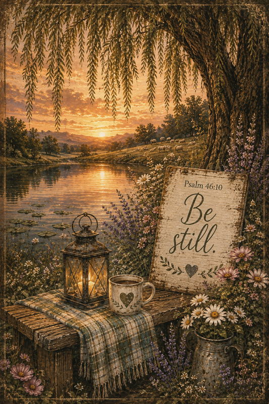 Psalm 46:10 Be still Christian cottagecore wall art