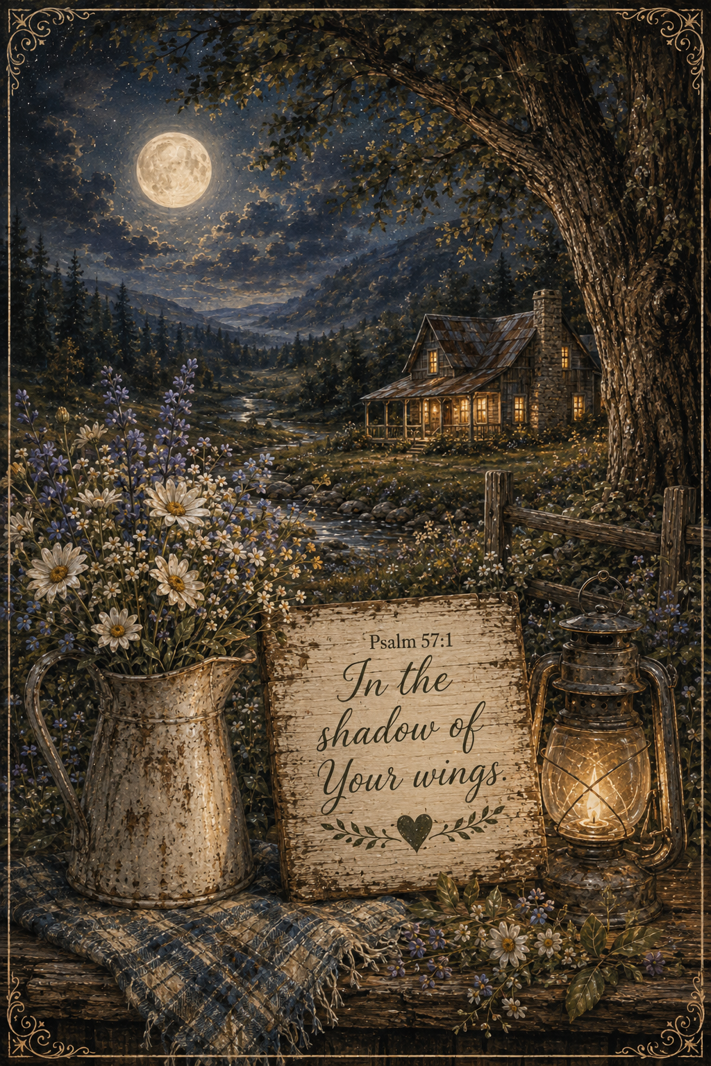 Psalm 57:1 In the shadow of Your wings Christian wall art