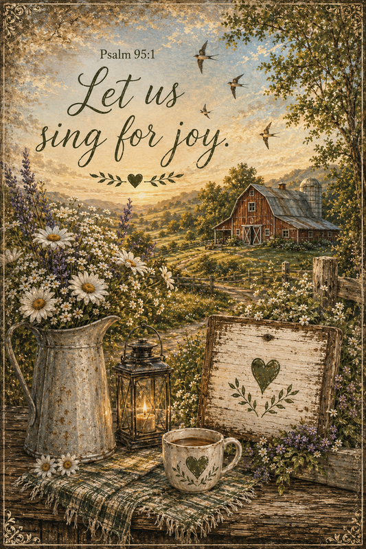 Psalm 95:1 Let us sing for joy Christian cottagecore wall art