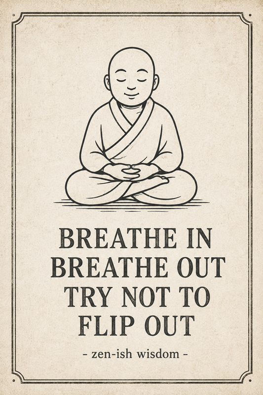 Breathe In Breathe Out Poster – Sarcastic Zen Wall Art