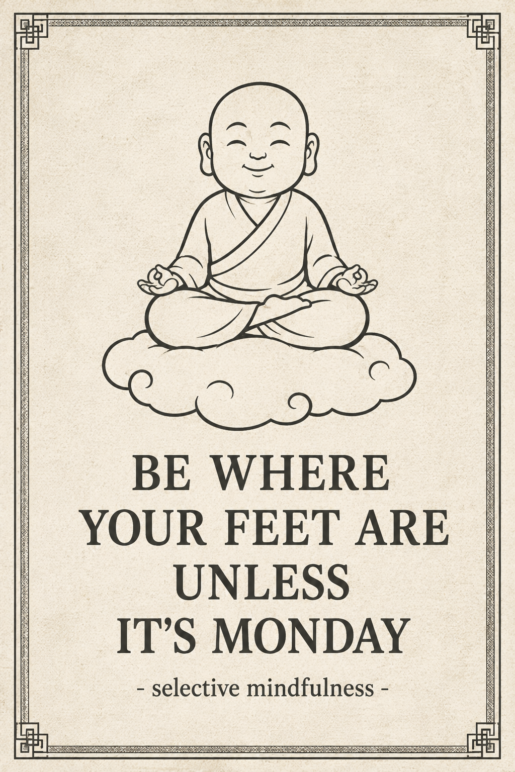 Be Where Your Feet Are Unless It’s Monday Zen Poster