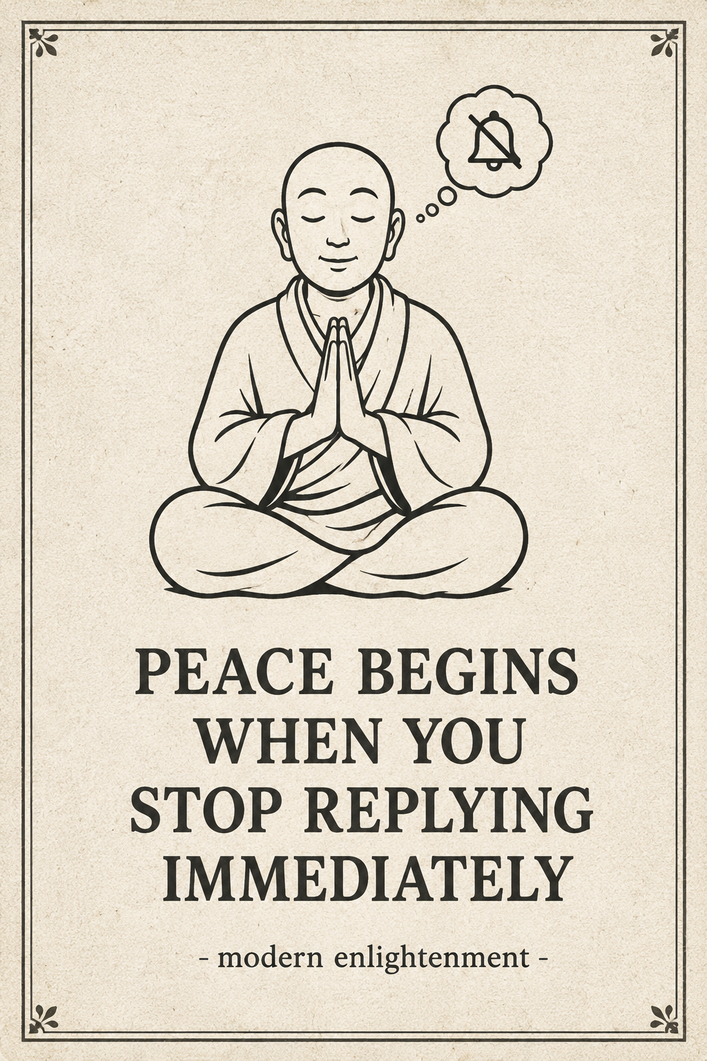Peace Begins Poster – Funny Mindfulness Quote Wall Art