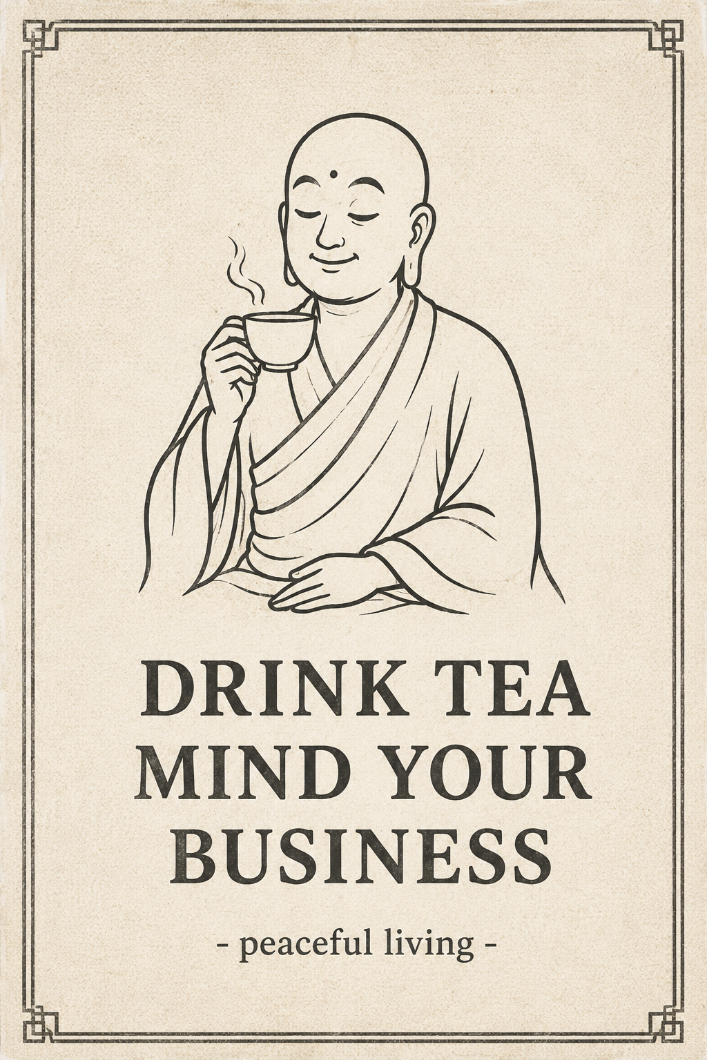 Drink Tea Mind Your Business Poster – Funny Zen Wall Art