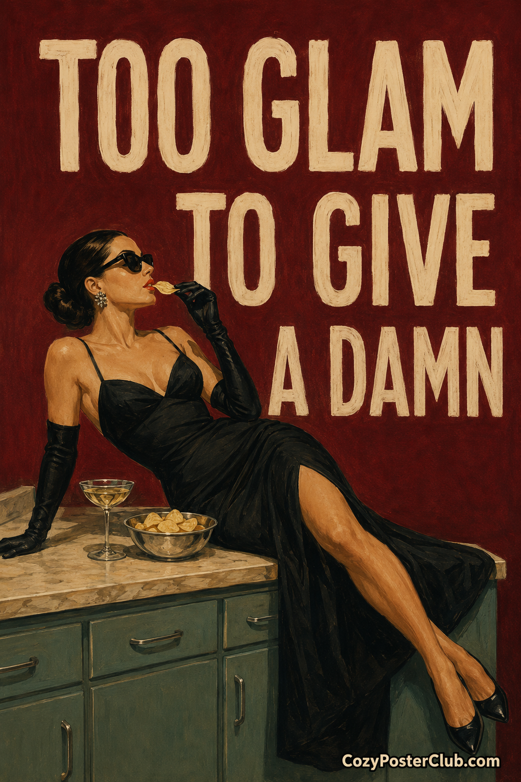 Too Glam To Give A Damn Poster – Sassy Vintage Wall Art