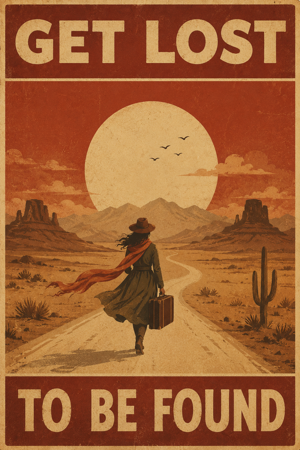 Get Lost to Be Found — Vintage Desert Travel Poster