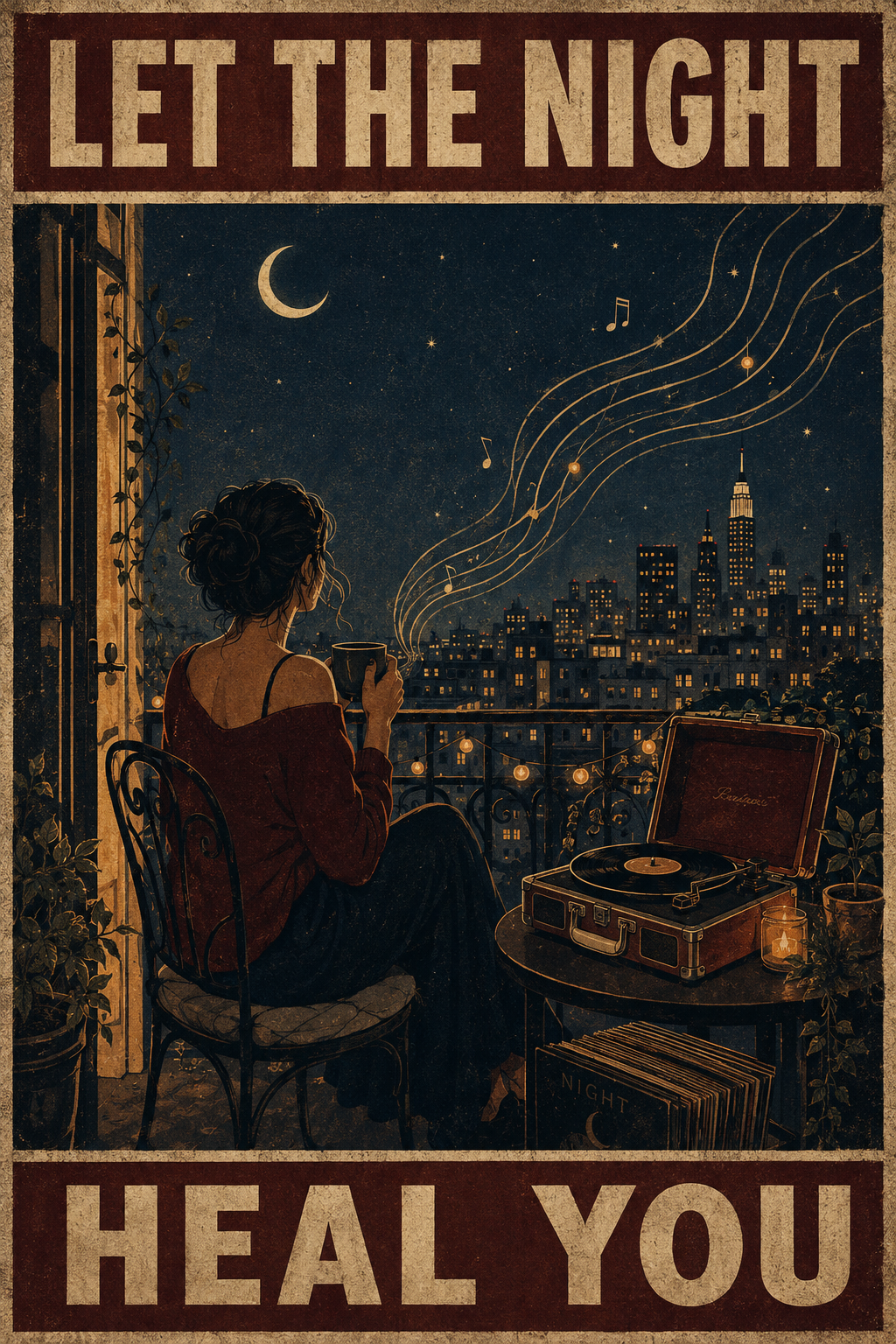 Let the Night Heal You — Retro Night Music Poster
