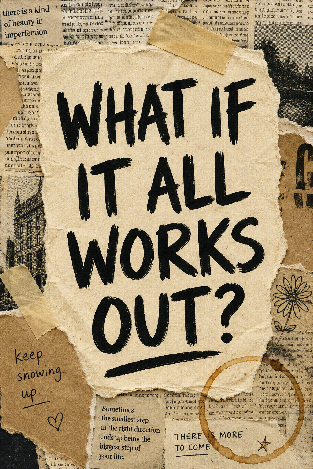 What If It All Works Out - Vintage Newspaper Collage Wall Art Poster