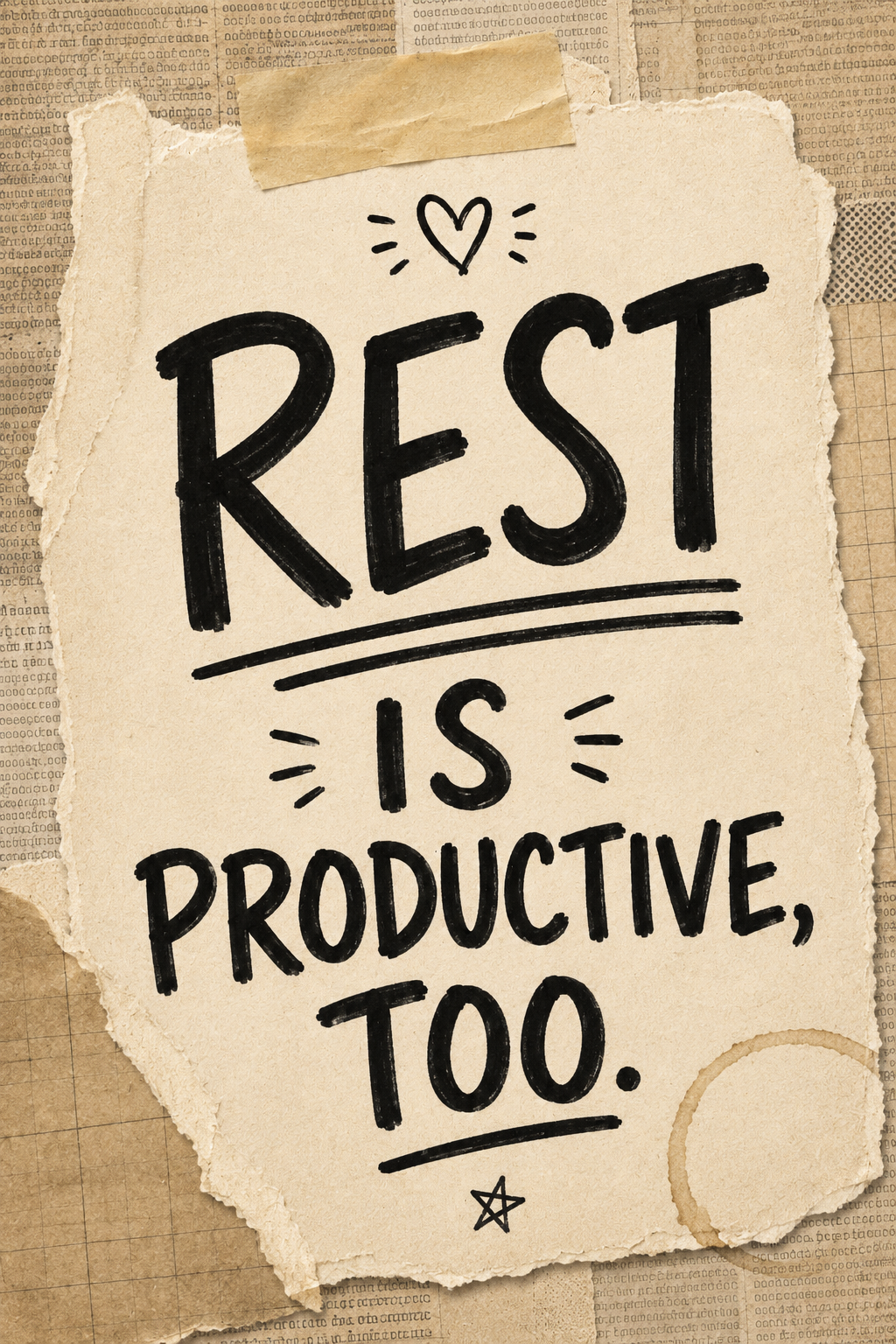 Rest Is Productive Too - Torn Paper Motivational Wall Art Poster