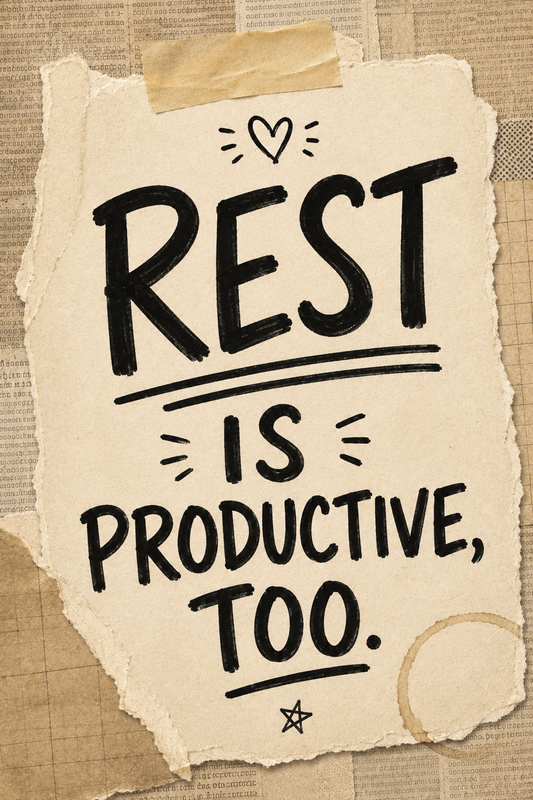 Rest Is Productive Too - Torn Paper Motivational Wall Art Poster