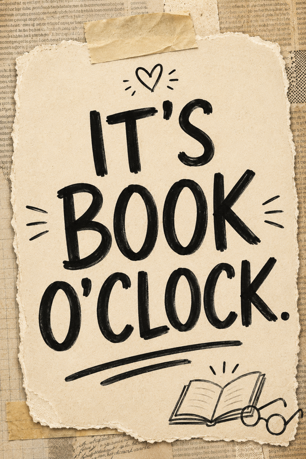 It's Book O'Clock - Torn Paper Motivational Wall Art Poster
