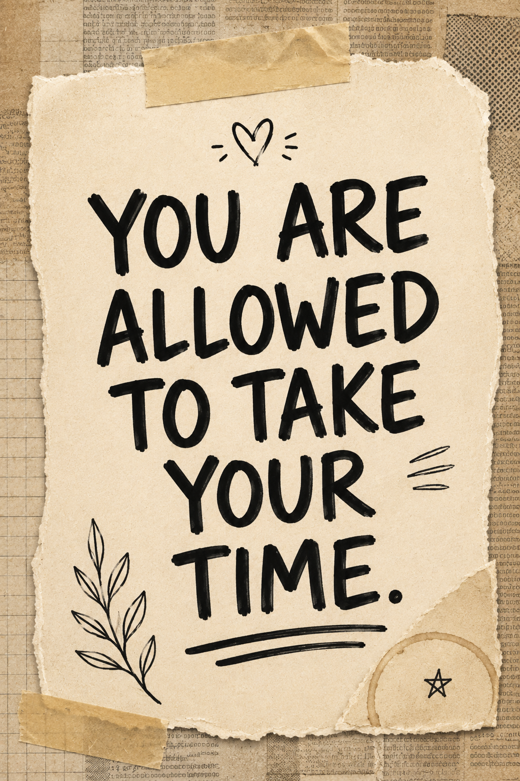 You Are Allowed to Take Your Time - Torn Paper Motivational Wall Art Poster
